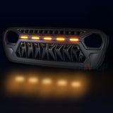 Front Grille for 2018-2022 Jeep Wrangler JL & Gladiator JT Borrego Front Grille W/ 5 LED Light, Black