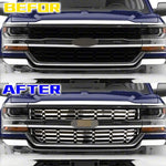 2Pcs Grille Chrome Overlay Snap On Insert fit for 2016-2018 Chevy Silverado 1500