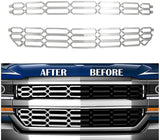 2Pcs Grille Chrome Overlay Snap On Insert fit for 2016-2018 Chevy Silverado 1500