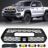 Kintop For 2016-2022 Tacoma TRD Pro Style Grille w/ 3 Amber Lights&Letters