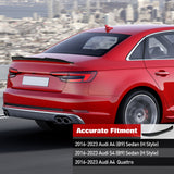 Kintop Rear Spoiler Compatible with 2016-2023 Audi A4 S4 (B9) Sedan (H Style)