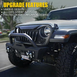 Front Grille For 2018-2022 Jeep Wrangler JL Black Front Grille Giant Tooth Style