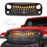 Front Gille For 2007-2022 Jeep Wrangler JK & JL & Gladiator Hawk Wings Style with LED