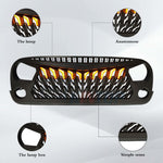 Front Gille For 2007-2022 Jeep Wrangler JK & JL & Gladiator Hawk Wings Style with LED
