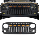 Front Grille 2007-2018 For Jeep Wrangler JK Matte Black Angry Face Grill