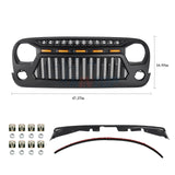 Front Grille 2007-2018 For Jeep Wrangler JK Matte Black Angry Face Grill