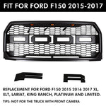For 2015-2017 Ford F150 W/Letters Raptor Style Front Grille, Matte Black