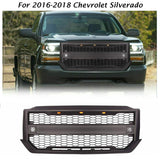 For 2016-2018 Chevrolet Silverado 1500 Front Bumper Grill Black Grille W/3+2 LED Lights & Letters