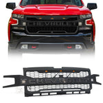 Fit For 2019 2020 Chevrolet Silverado 1500 Black Grille Upper Grill 3+2 LED Lights