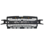 Fit For 2019 2020 Chevrolet Silverado 1500 Black Grille Upper Grill 3+2 LED Lights